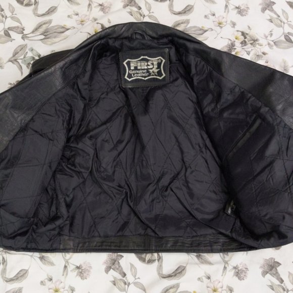 First Rockstar Black Leather Motorcycle Jacket - Picture 3 of 8